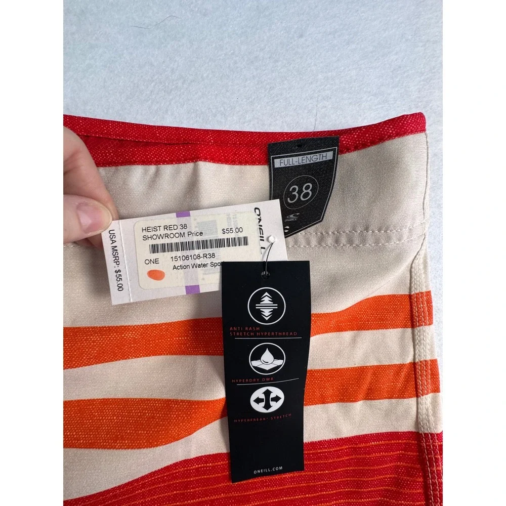 O'Niell NEW Hyperfreak Heist‎ Red Striped Board Shorts Mens 38 15106108-R38